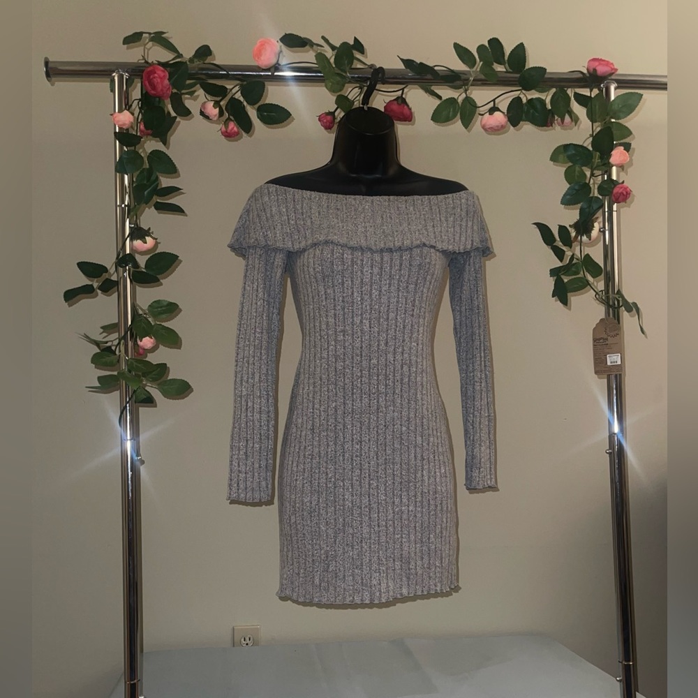 Off Shoulder Grey Dress